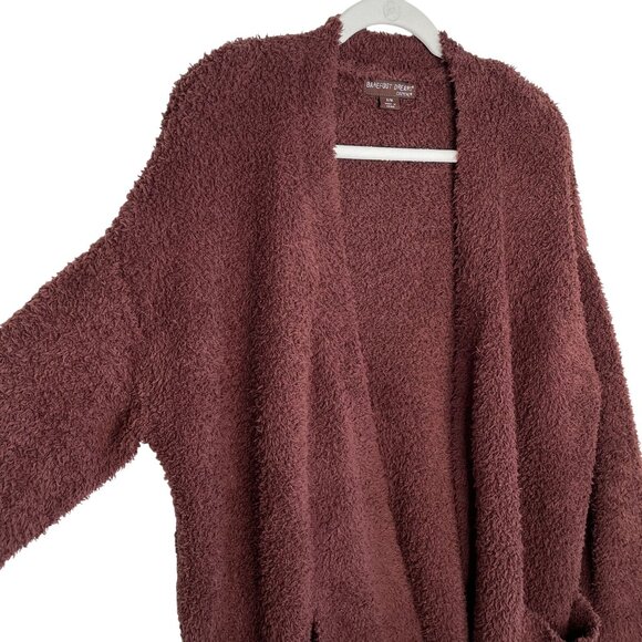 Barefoot Dreams CozyChic Burgundy Open Front Cardigan, S/M - Picture 3 of 7